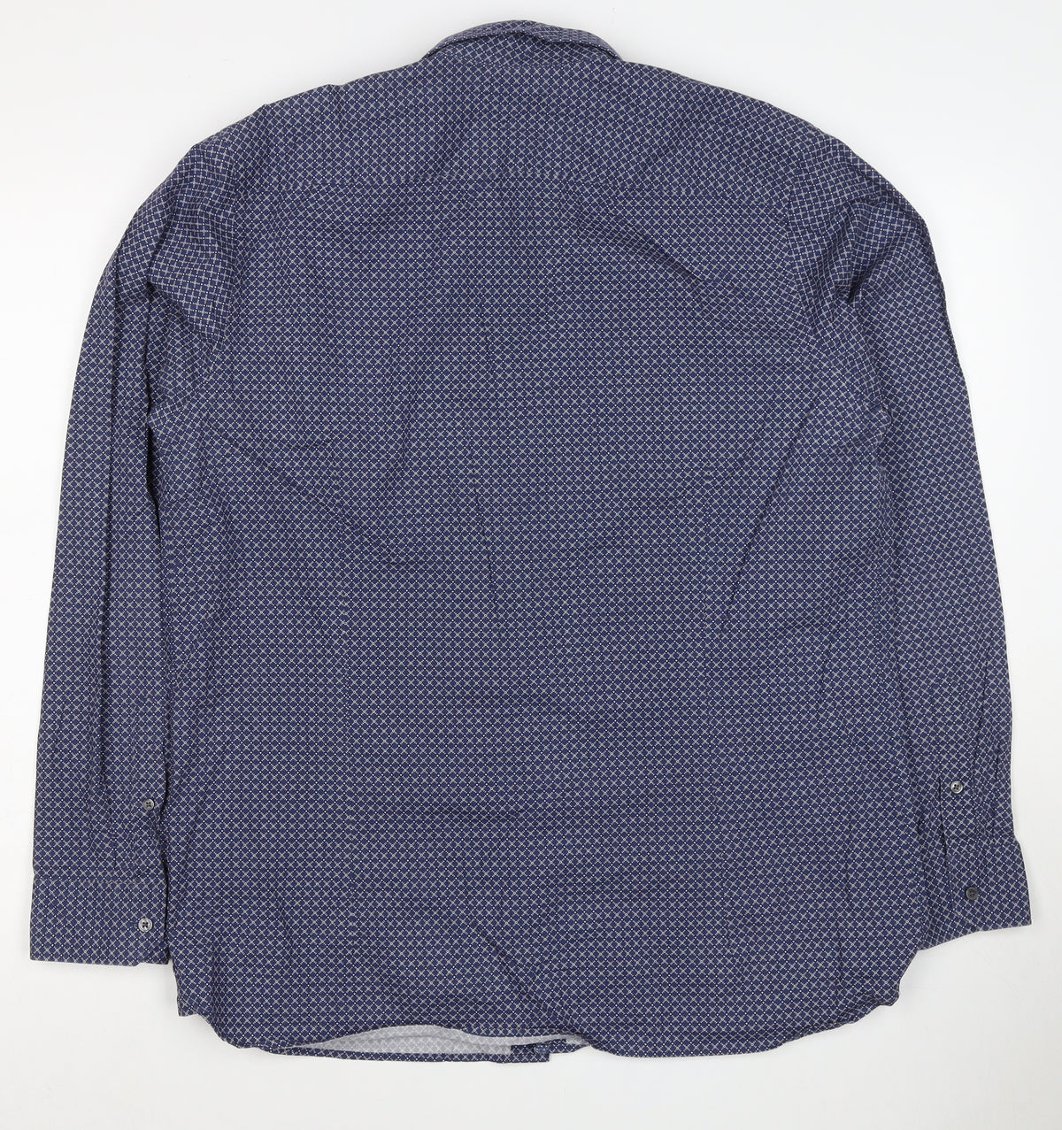Ted Baker Men's Blue Geometric Print Long Sleeve Button-Up Shirt Size XL