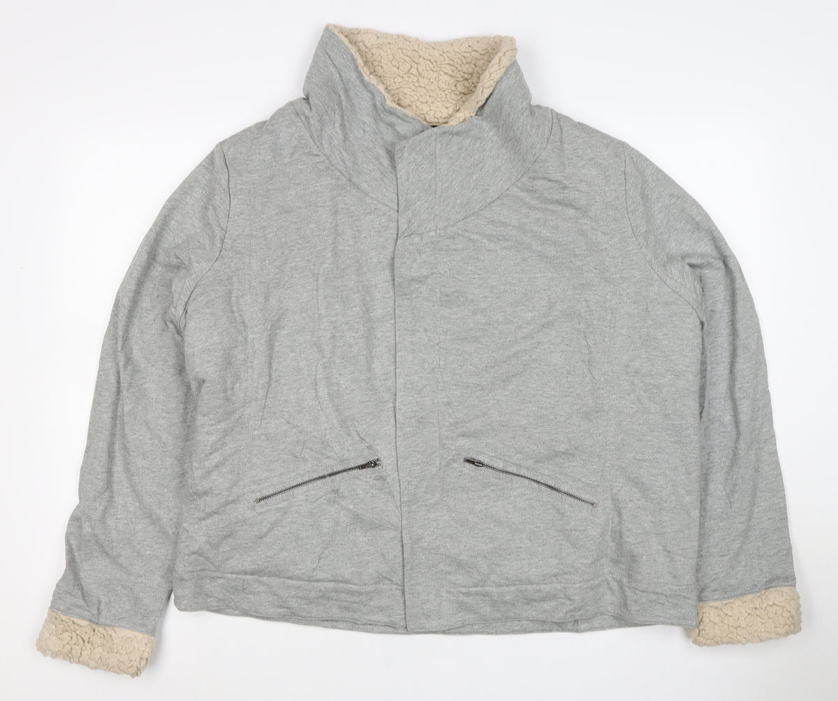 Next Women’s Grey Cotton Jersey Sherpa Lined Jacket UK 20