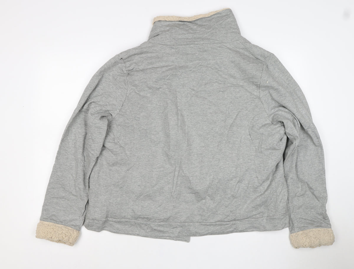 Next Women’s Grey Cotton Jersey Sherpa Lined Jacket UK 20