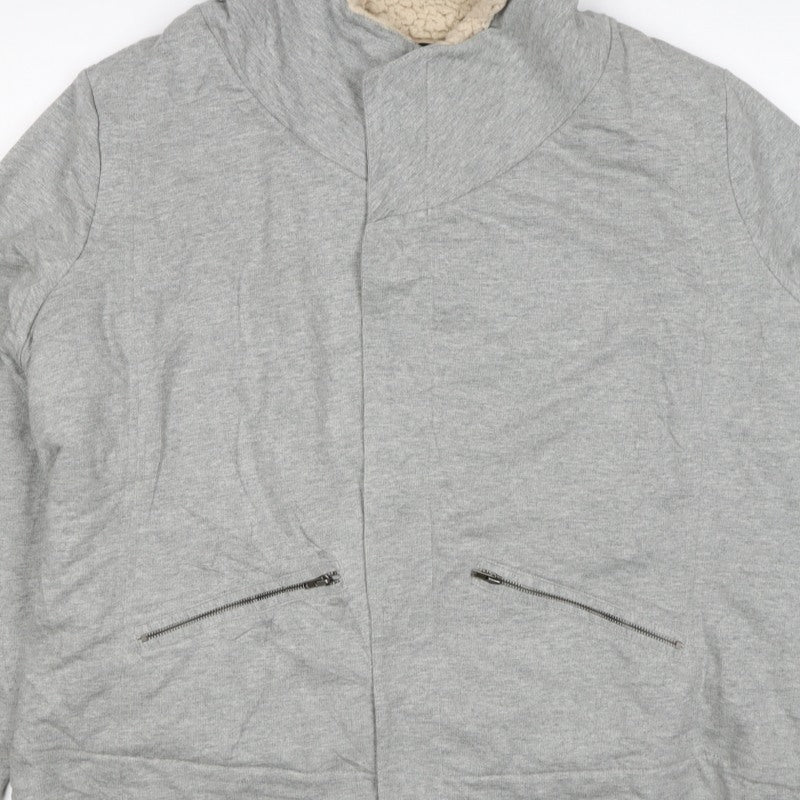 Next Women’s Grey Cotton Jersey Sherpa Lined Jacket UK 20