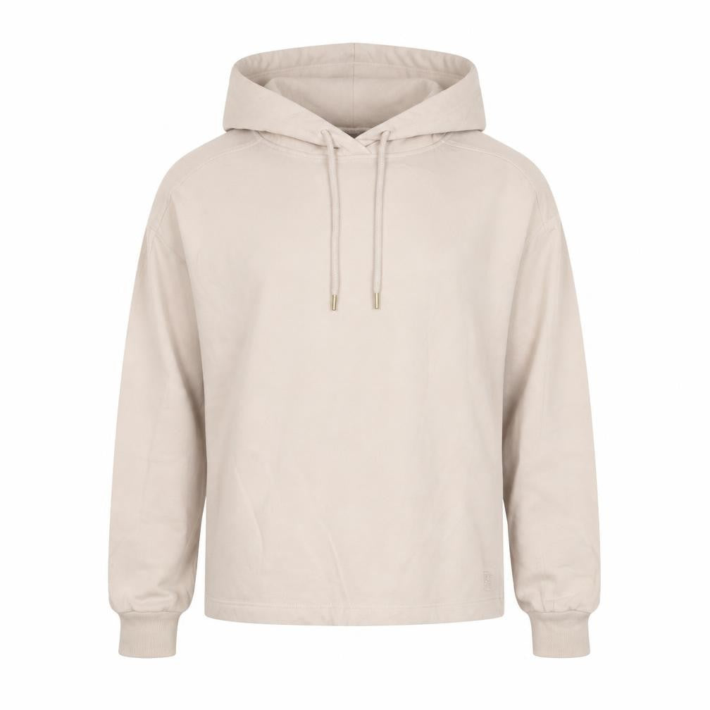 River Island Women Beige S Pullover Hooded Cotton Sweatshirt Logo