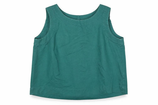 Hobbs Women Green UK 10 Linen Sleeveless Pleated Button Blouse