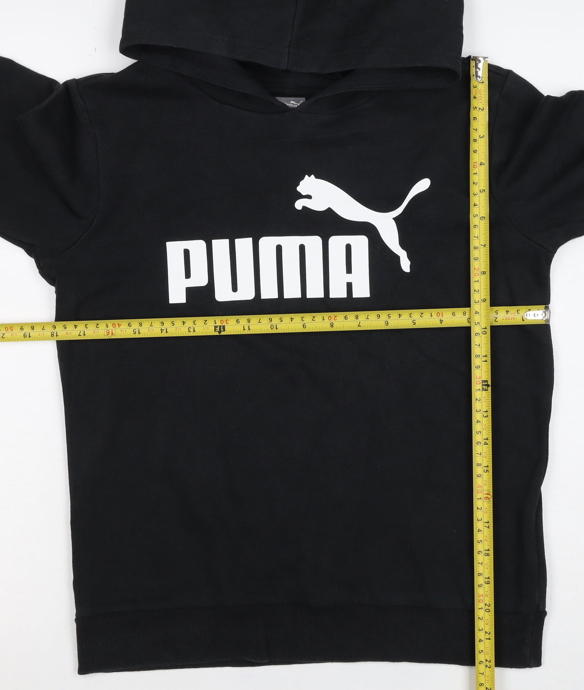 Puma Boys Black Logo Pullover Hoodie 11-12 Years Cotton Blend