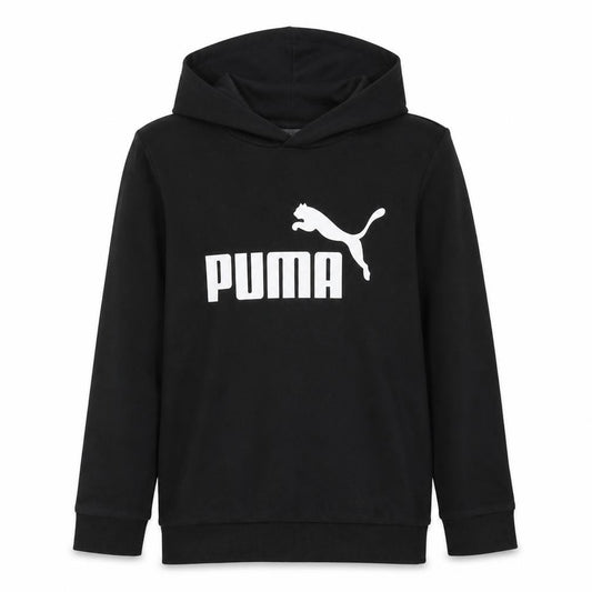 Puma Boys Black Logo Pullover Hoodie 11-12 Years Cotton Blend