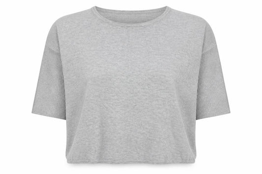 Saint Tropez Women Grey XS Relaxed Knit 3/4 Sleeve Jumper