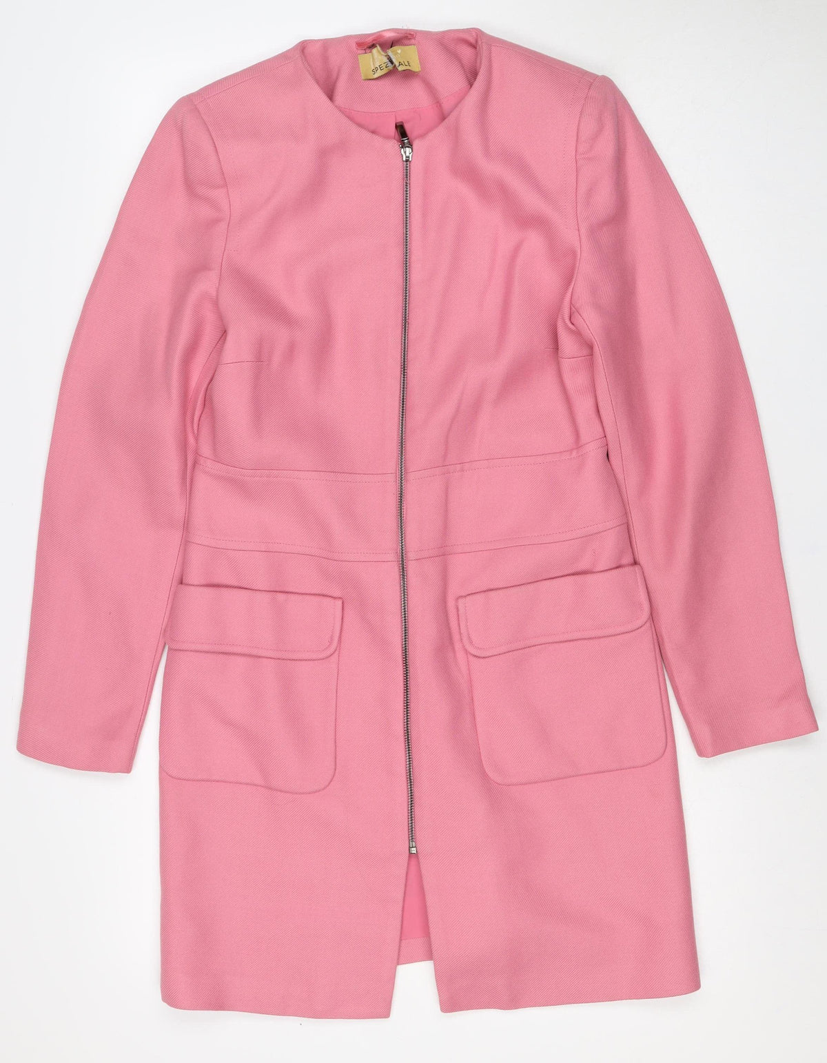 M&S Women's Pink UK 10 Basic Zip Jacket Lined Utility Pockets