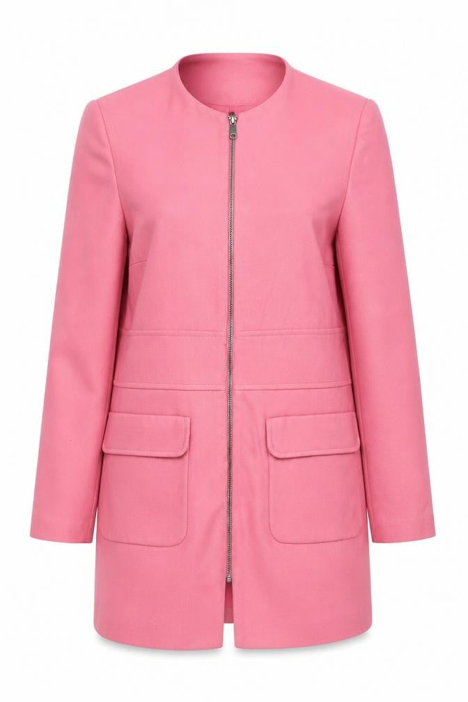 M&S Women's Pink UK 10 Basic Zip Jacket Lined Utility Pockets