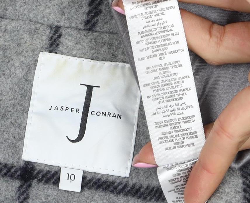 Jasper Conran Women’s Grey Check Wool Blend Belted Jacket UK 10 Lined