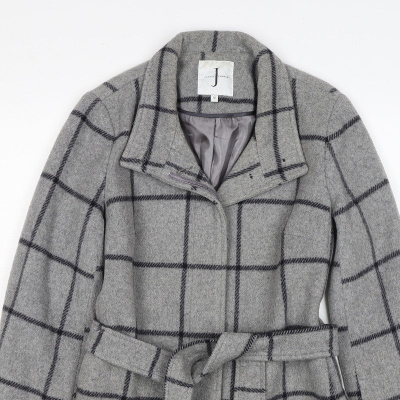 Jasper Conran Women’s Grey Check Wool Blend Belted Jacket UK 10 Lined