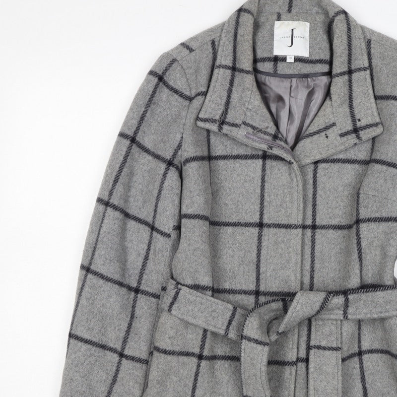 Jasper Conran Women’s Grey Check Wool Blend Belted Jacket UK 10 Lined