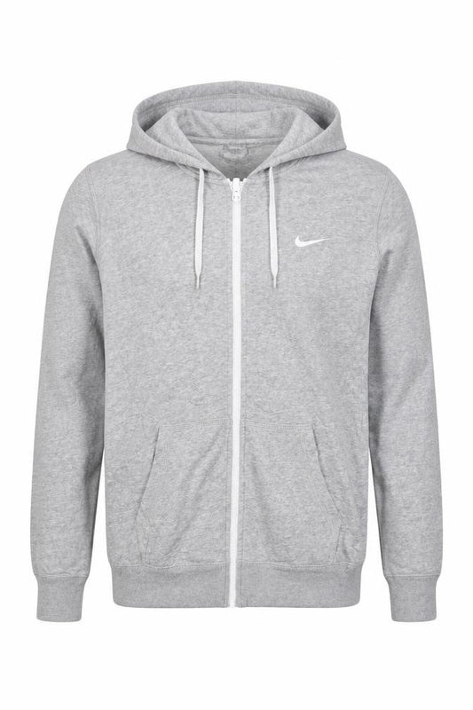 Nike Men’s Grey M Full Zip Hoodie Logo Cotton Blend Pockets