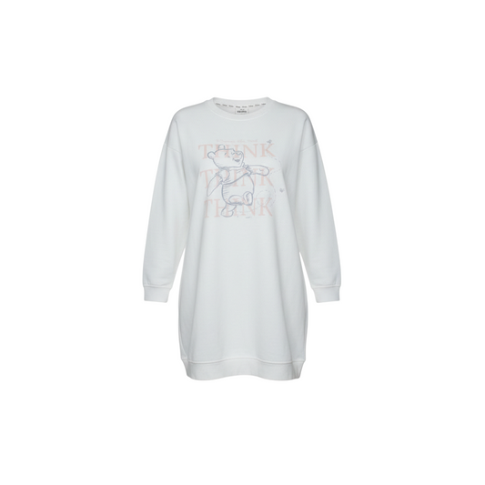 Disney Winnie the Pooh Women's White XS Long Sleeve T-Shirt Dress