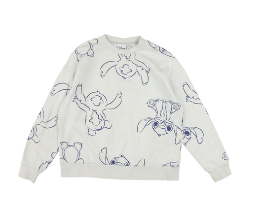Disney Womens White Stitch Print Pullover Sweatshirt Size 10/12