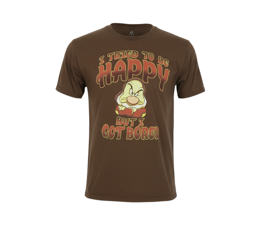 Hanes Men Brown S Disney Grumpy Happy Graphic Print T-Shirt