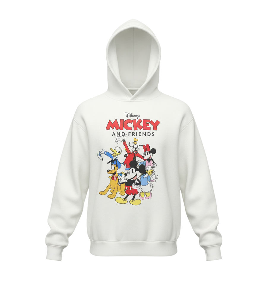 Disney Women White Mickey & Friends Pullover Hoodie Size 2XS