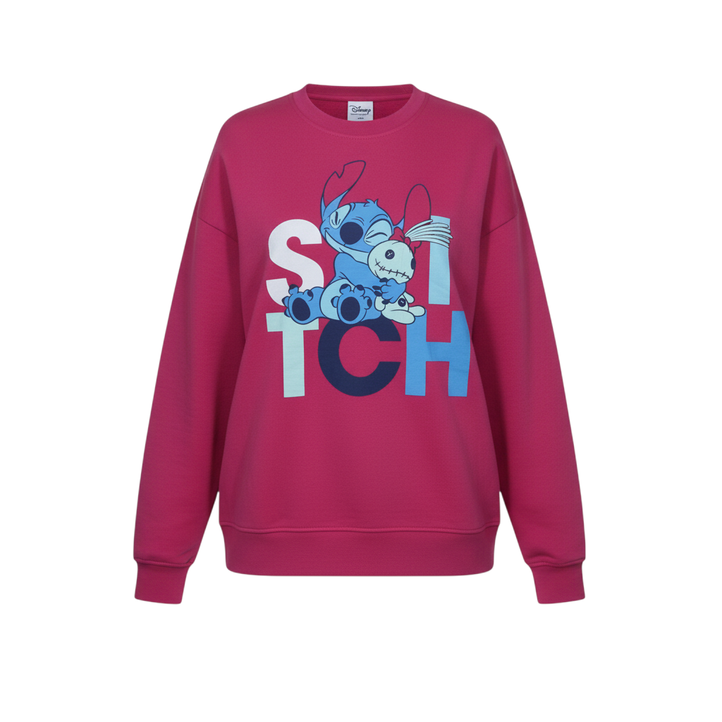 Disney Primark Women’s Pink Stitch Sweatshirt L 14/16 Graphic Pullover