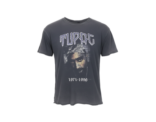 Topshop Women's Black Tupac Graphic Cotton T-Shirt Size 10