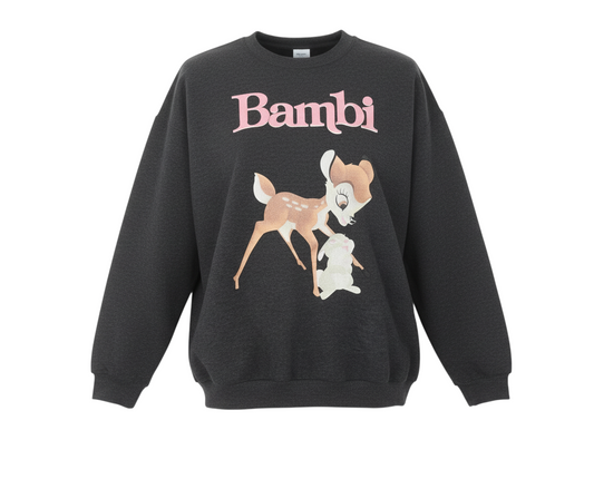 Disney Classics George Women’s Black Bambi Graphic Sweatshirt Size M 12-14