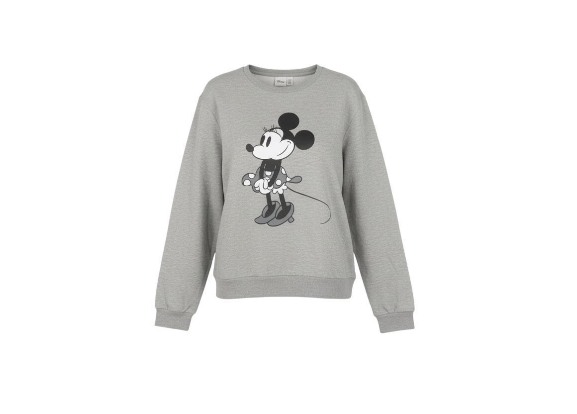 Disney Women Grey Minnie Mouse Pullover Sweatshirt L