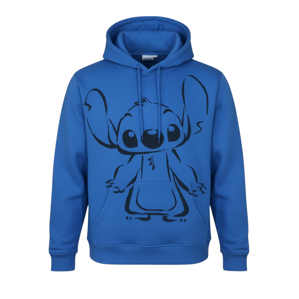 Disney Womens Blue Stitch Hoodie XS Pullover Hooded Sweatshirt