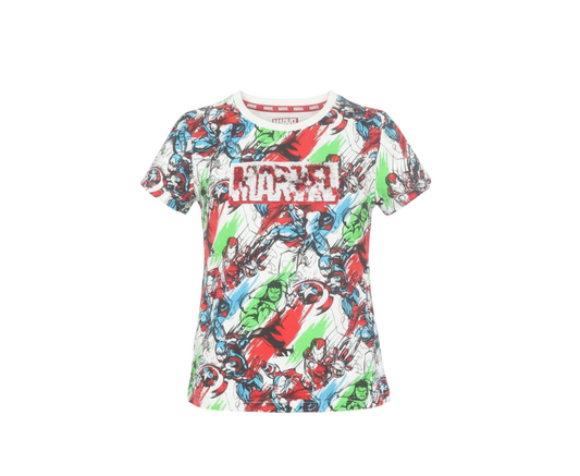 Next Boys Marvel Multicoloured Superhero T-Shirt 8 Years Cotton Crew Neck