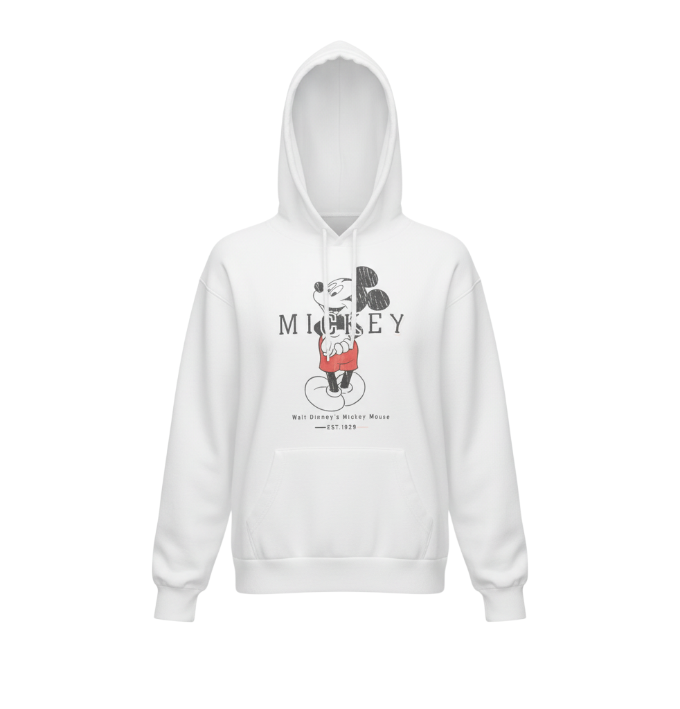 Disney Women White Mickey Mouse Pullover Hoodie Size S