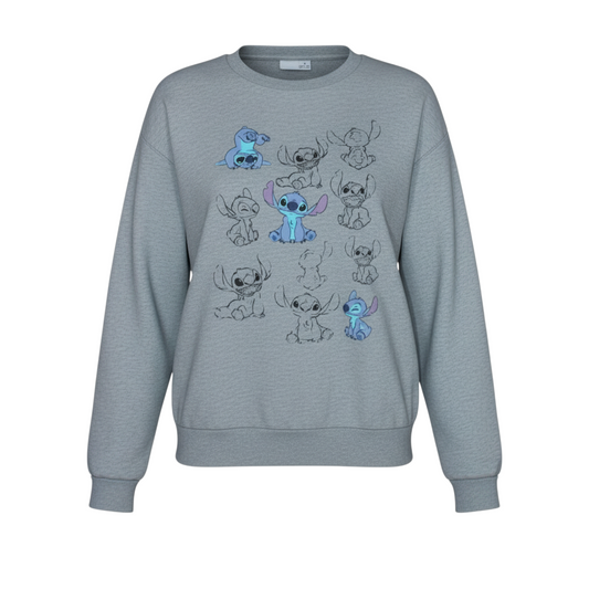 Disney Women Grey Stitch Sweatshirt Size S Crew Neck Pullover