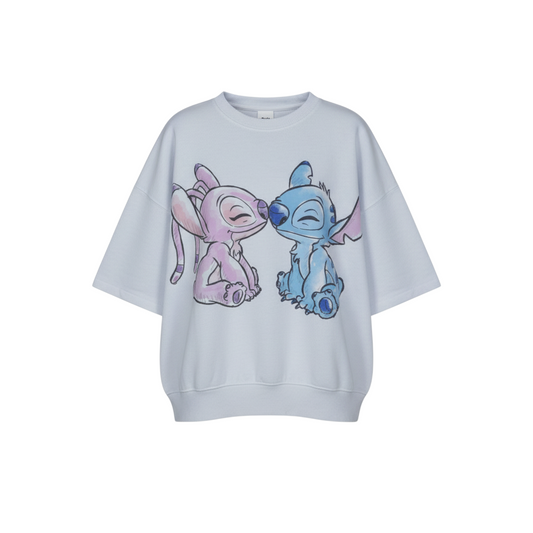 Zara Girls White Disney Stitch & Angel Graphic Pullover Sweatshirt 11-12 Years