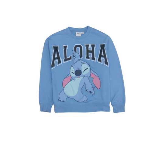 Disney Women Blue Stitch Aloha Sweatshirt Size S Regular