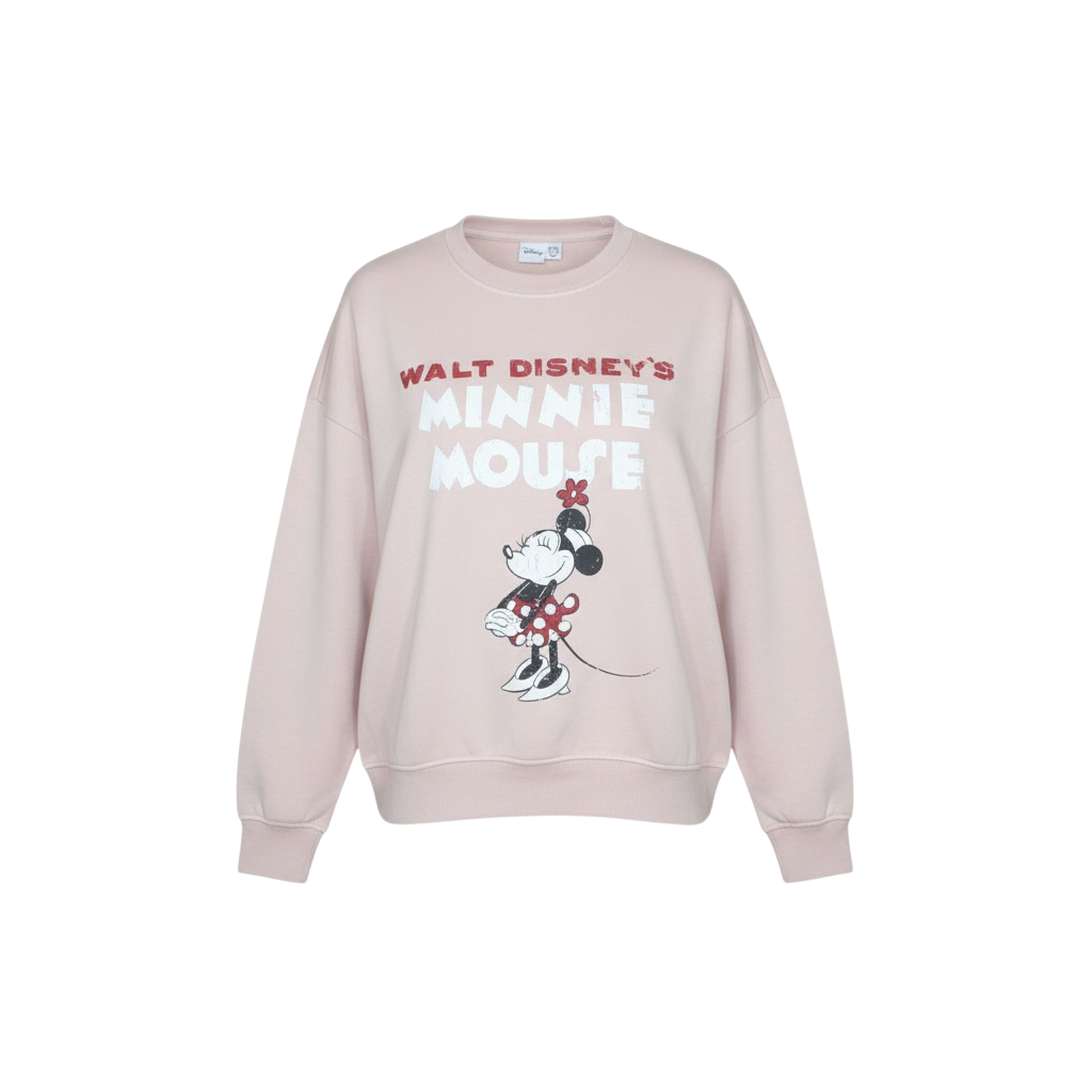 Disney Women Pink Minnie Mouse Sweatshirt S UK 10/12 Graphic Pullover