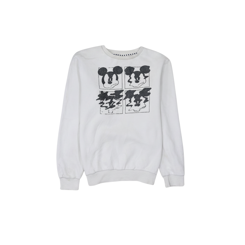 Disney x Primark Women White Mickey Mouse Sweatshirt L Cotton