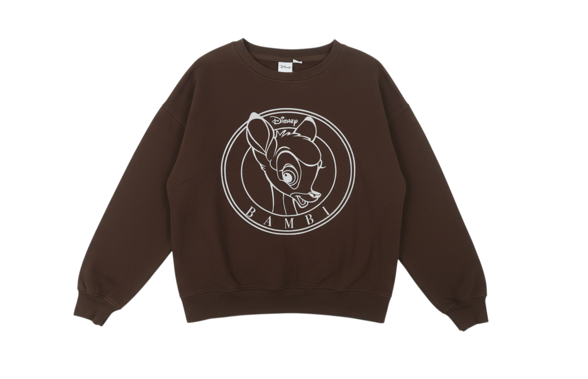 Disney Women Brown Bambi Pullover Sweatshirt Size 10/12