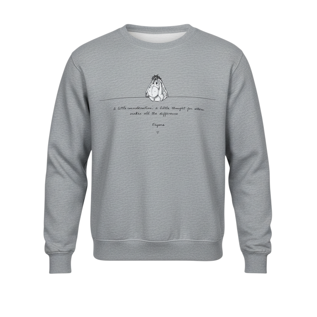Disney Mens Eeyore Grey Pullover Sweatshirt L Graphic Print