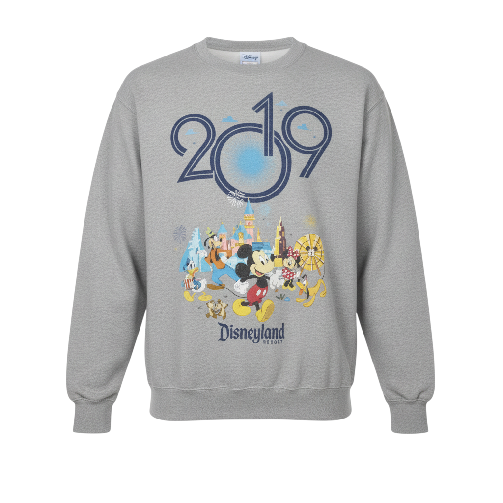 Disney Parks Grey Disneyland 2019 Sweatshirt Women L Pullover Crew Neck