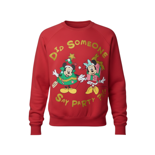 Disney Boys Red Christmas Sweatshirt L 16-18 Mickey & Minnie Graphic Pullover