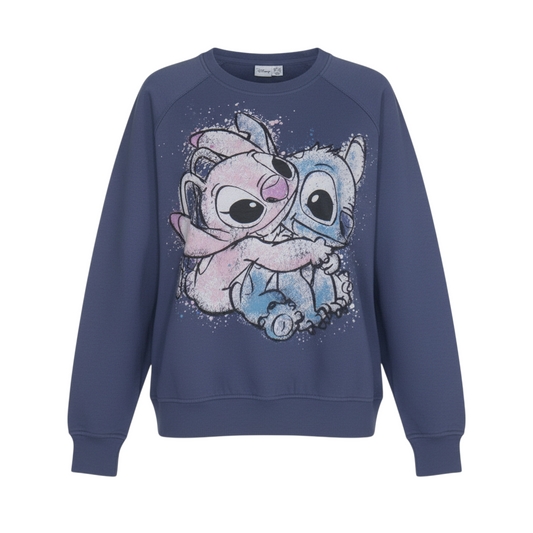 Disney Primark Cares Women Blue 2XS Pullover Sweatshirt Stitch Angel Design