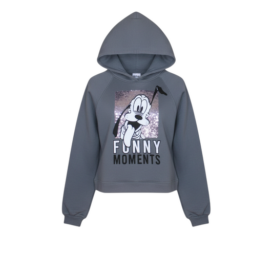Zara Girls Grey Disney Hoodie 13-14 Years Pullover Sequin Funny Moments