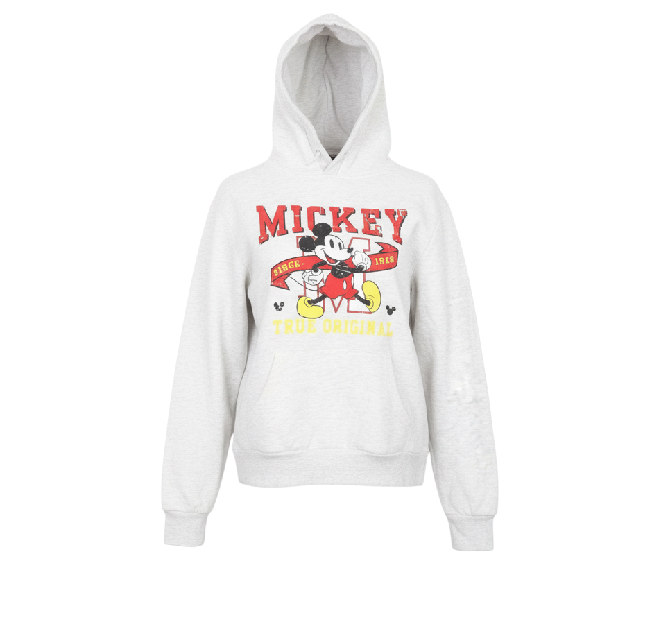 Disney Women’s Grey Mickey Mouse Pullover Hoodie 2XS