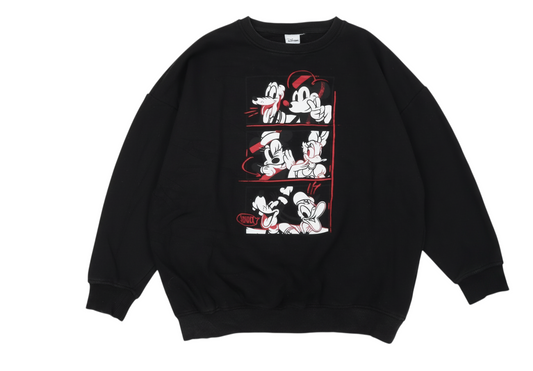 Disney Black Women's Sweatshirt Size 10/12 Mickey & Friends Graphic Pullover