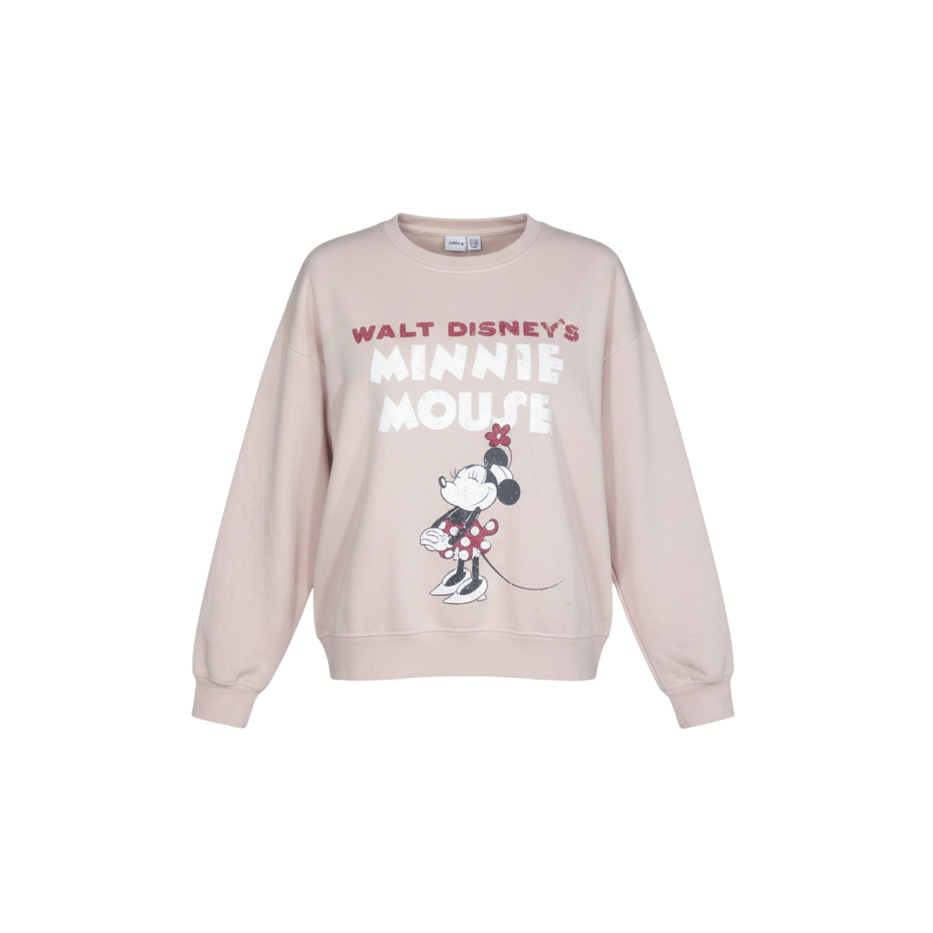 Disney Women’s Beige Minnie Mouse Pullover Sweatshirt Size L 14/16