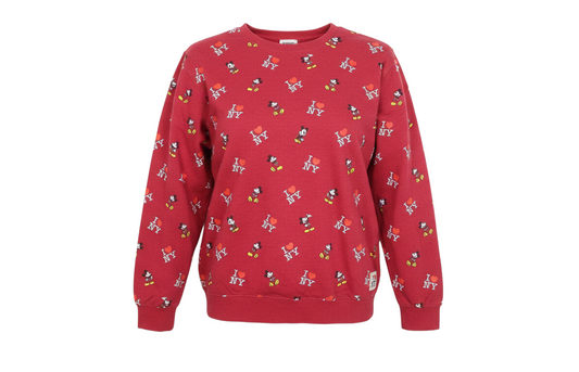 Disney Store Womens Red Mickey Mouse I Love NY Sweatshirt 2XL Cotton Blend