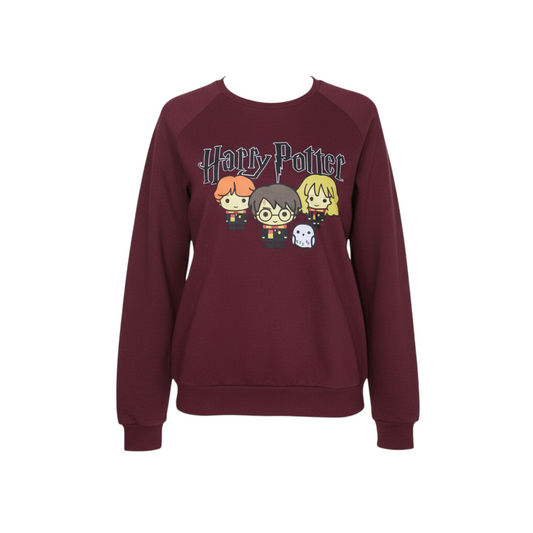 Primark Women Burgundy Harry Potter Graphic Pullover Sweatshirt L 14/16