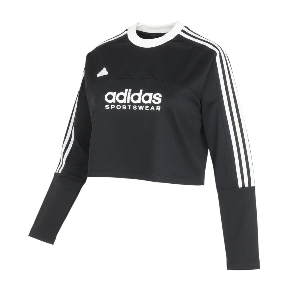 Adidas Womens Black Long Sleeve Cropped Sportswear Top L Regular Fit