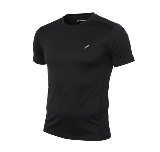 Front view of WorkOut women’s black polyester basic t-shirt round neck pullover