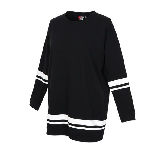 Prewornwholesale H&M Divided black long sleeve sweatshirt with white stripe details on sleeves and hem