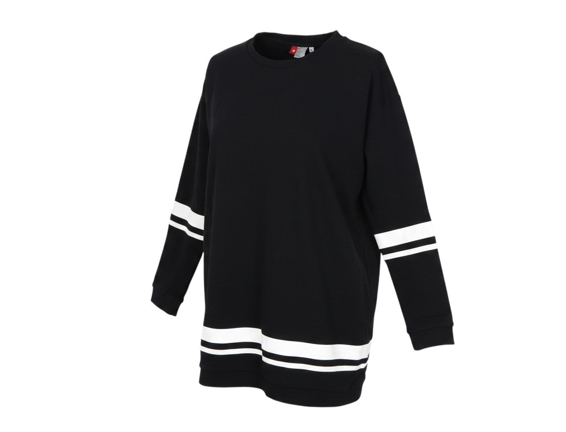 Prewornwholesale H&M Divided black long sleeve sweatshirt with white stripe details on sleeves and hem