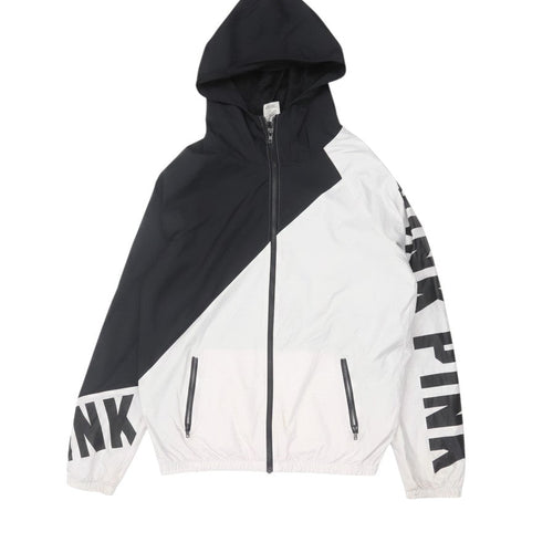 Victoria's Secret PINK Women's XS Black White Hooded Windbreaker Jacket