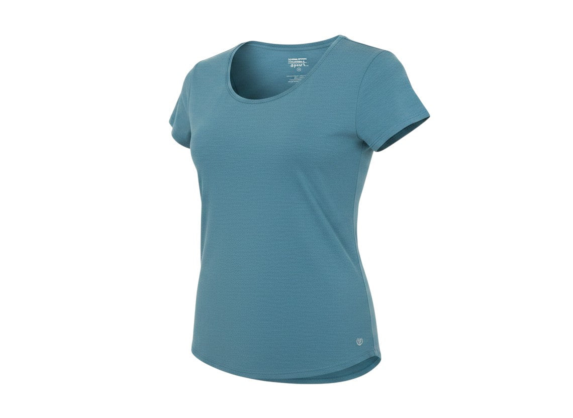 Prewornwholesale Dunnes Stores petrol blue performance sport t-shirt with short sleeves and a crew neckline.