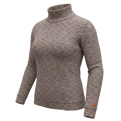 Prewornwholesale Brakeburn women's burgundy marled knit pullover sweatshirt with a cosy cowl neck and long sleeves.