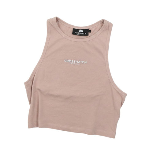 Crosshatch Womens Pink  Cotton Cropped Tank Size L Crew Neck Pullover